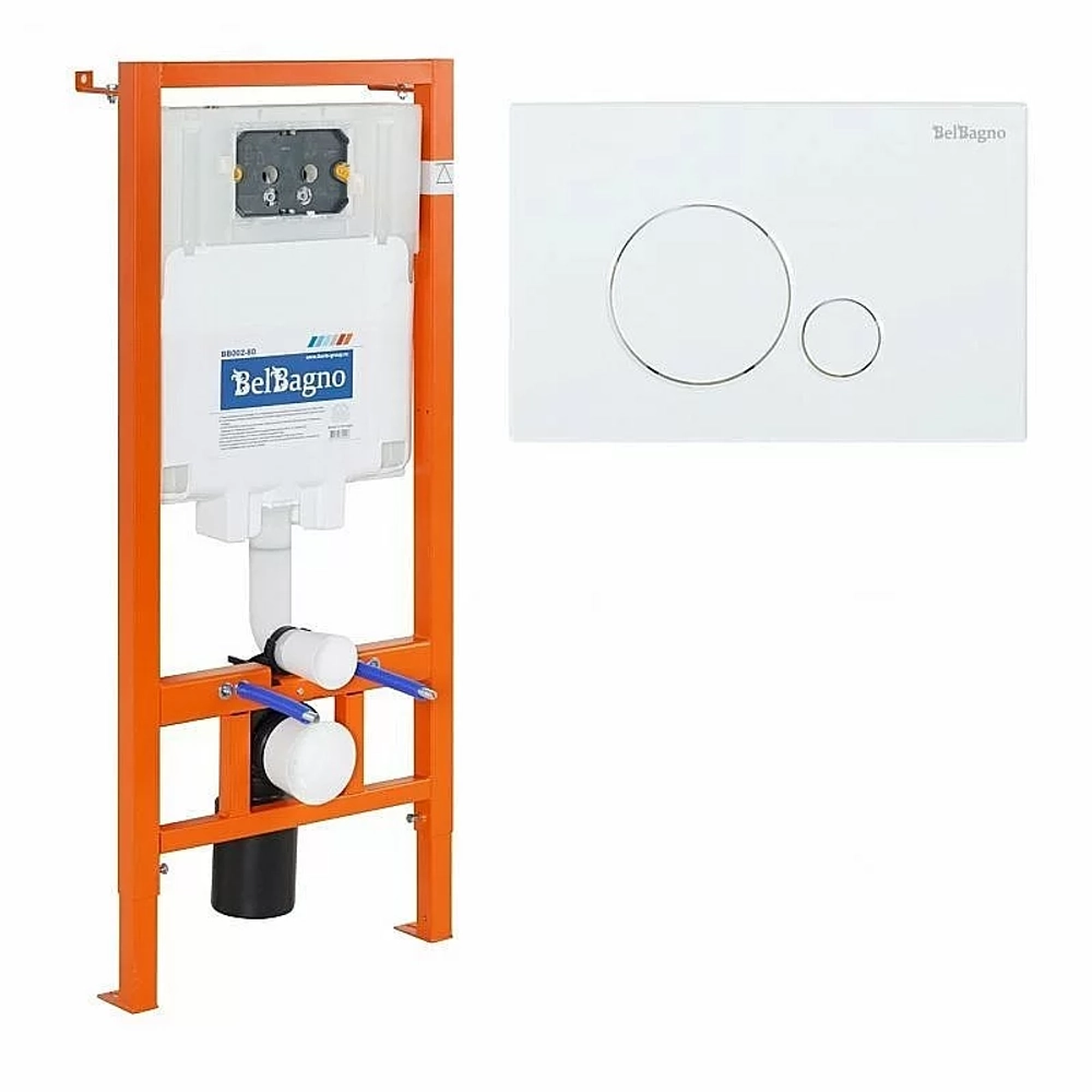 Инсталляция для унитаза BelBango BB002-80/BB014-SR-BIANCO с белой кнопкой