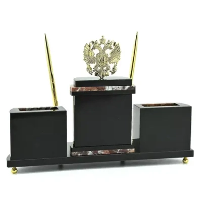 Письменный прибор из креноида "Герб России" 300*95*210мм