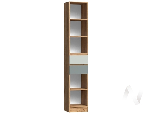 Стеллаж с ящиками Детская Челси Color (дуб крафт/мята темная; сумеречный голубой)