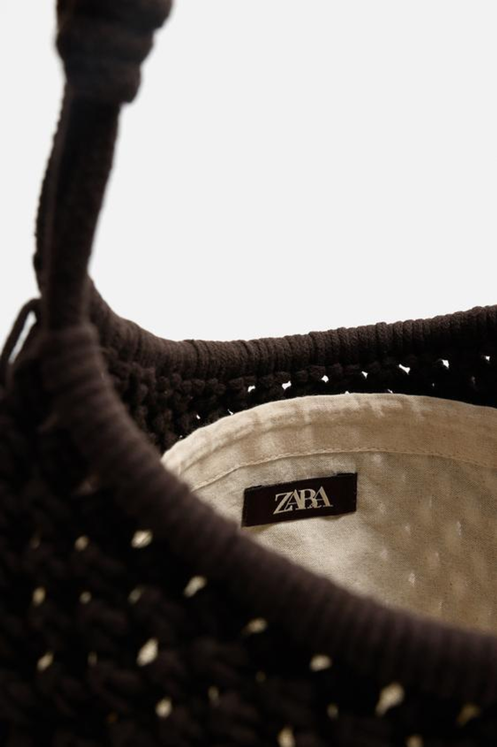 ZARA СУМКА-ШОПЕР МАКРАМЕ, КОРИЧНЕВЫЙ