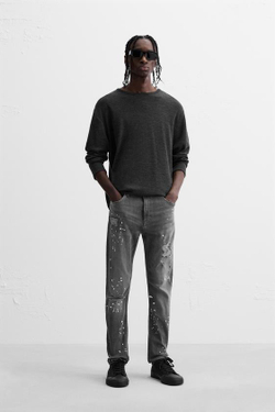 ZARA ДЖИНСЫ SKINNY FIT С РАЗРЕЗАМИ, СЕРЫЙ