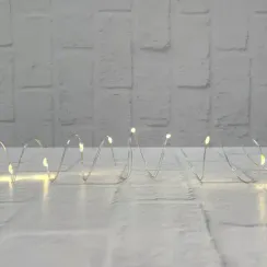 Гирлянда Роса на батарейках 20 теплых белых ламп, 190 см., серебряный провод, Christmas DeLuxe (87407)