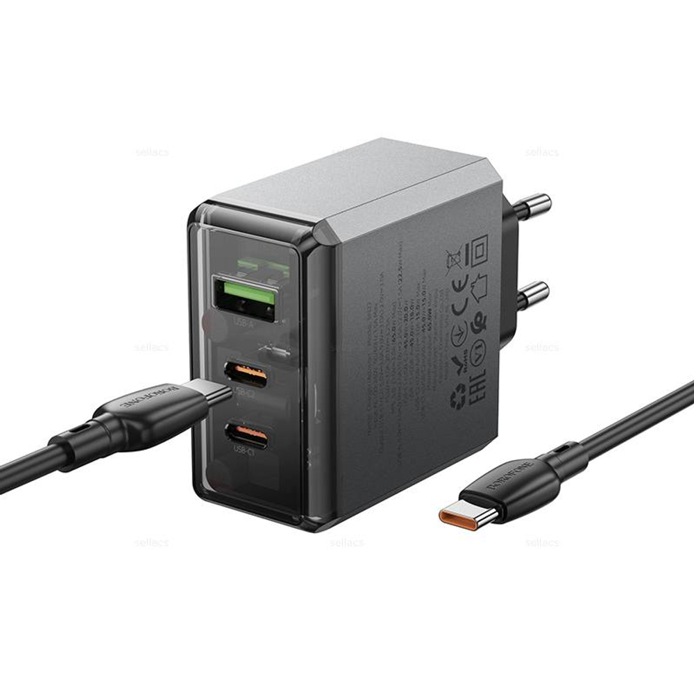 Зарядное устройство на Type-C PD65W Borofone BN22 (2C1A) (metal gray)