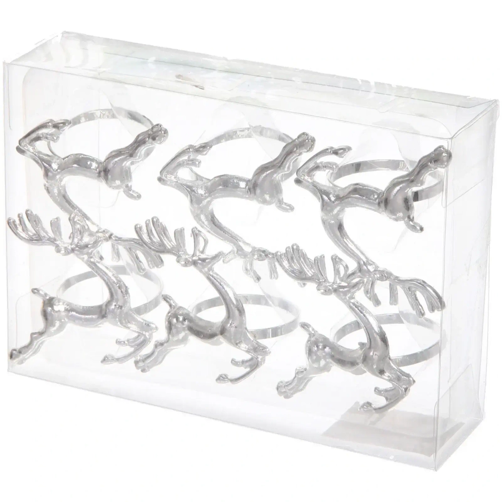 Набор колец для салфеток 6шт «Рождественский Олень» 4,5*6см, серебро