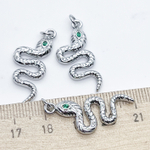 Подвеска Змея, цвет серебро, фианиты, размер 30*12 мм, цена за 1 шт