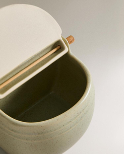 ZARA HOME КЕРАМИЧЕСКАЯ СОЛОНКА С КРЫШКОЙ, ЗЕЛЕНЫЙ