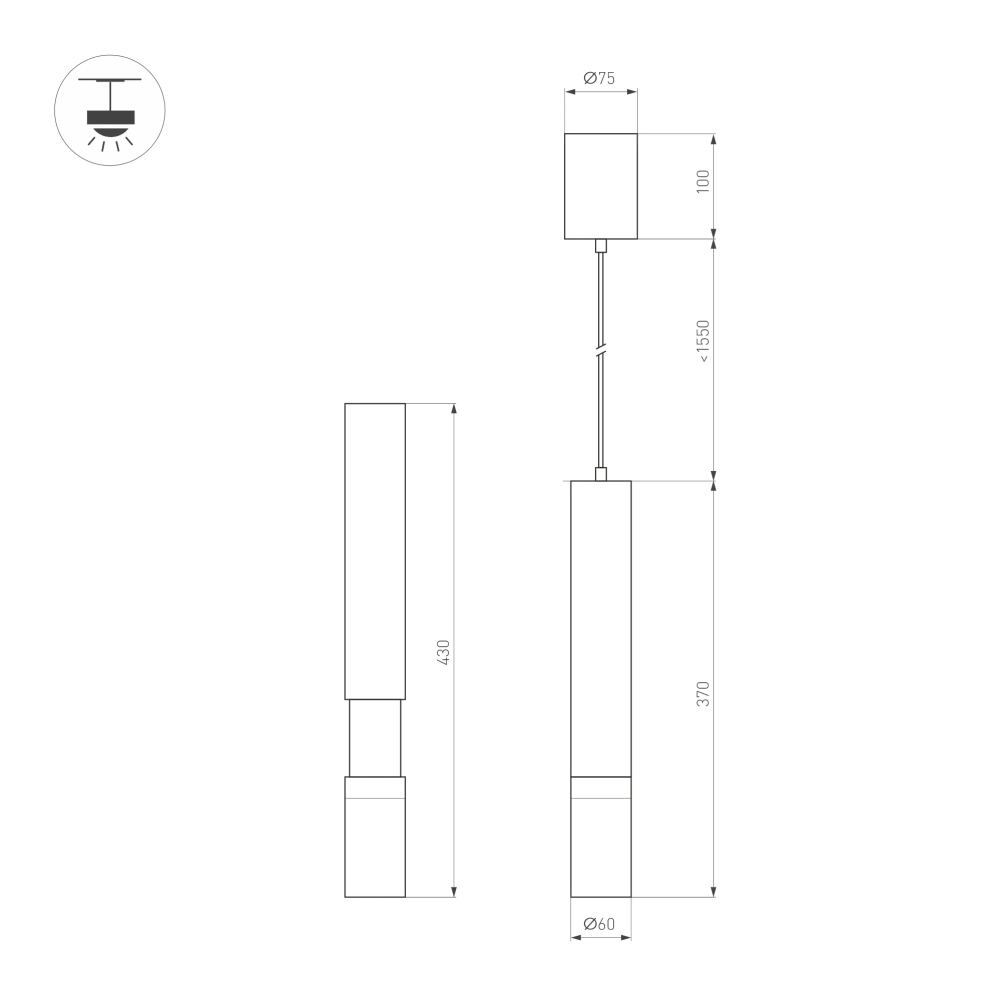 Светильник SP-ARTEMIS-HANG-P-R60-15W Warm3300-MIX (BK, 8-80 deg, 230V, TRIAC) (Arlight, IP20 Металл, 5 лет) 056114