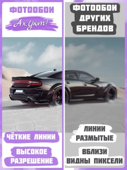 3D Фотообои черная гоночная машина в пустыне