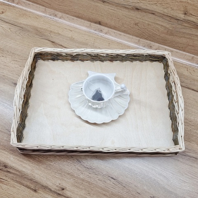 Поднос плетеный с ручками для организации хранения, длина 38 см