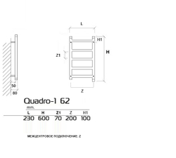 Полотенцесушитель водяной Quadro-1 60x20 см