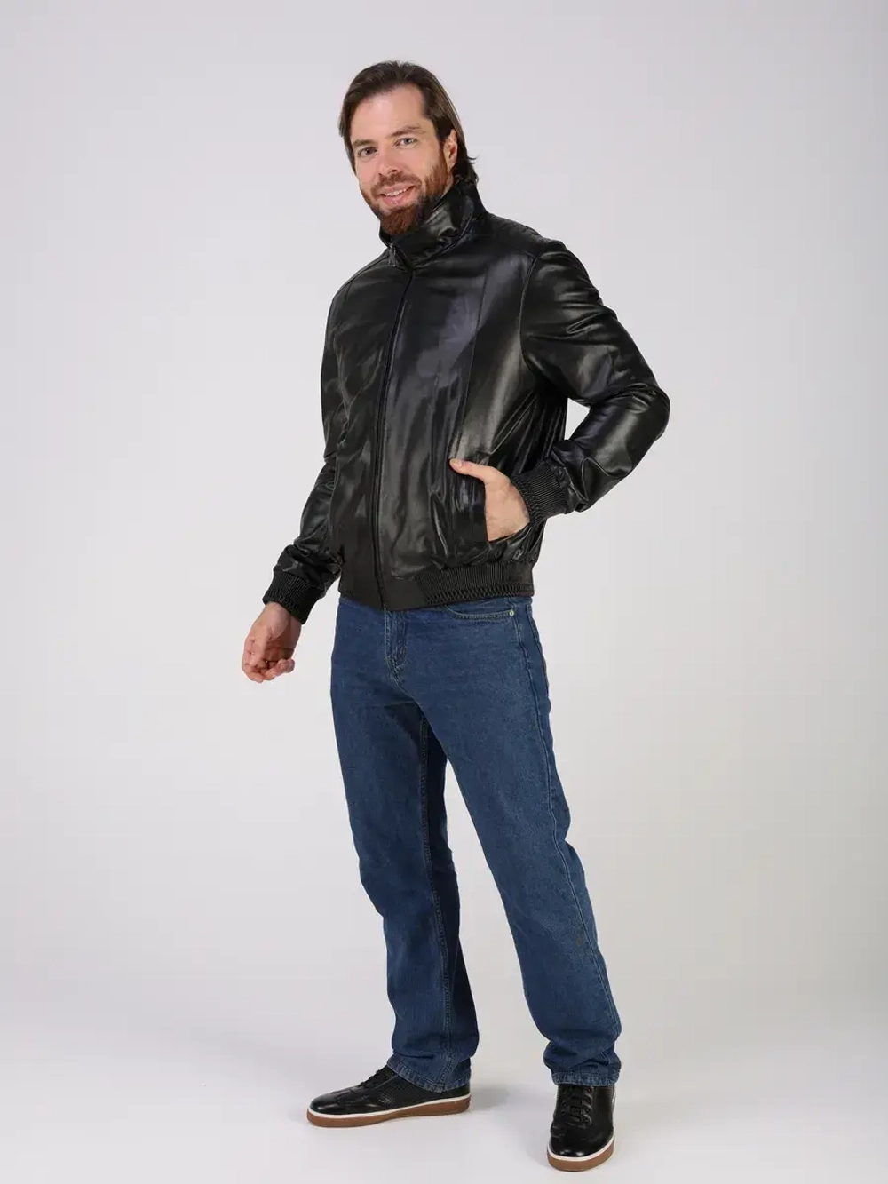 Кожаная куртка демисезонная на резинке