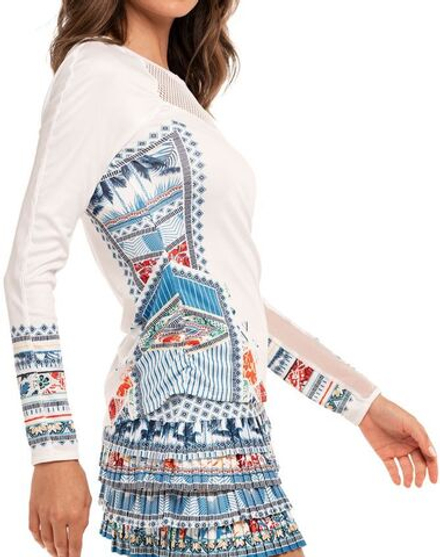 Женская теннисная футболка с длинным рукавом Lucky in Love Playing In Paradise L/S - aegean blue