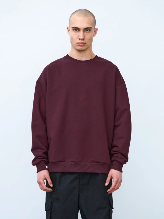 Свитшот оверсайз, с начесом (бордовый)