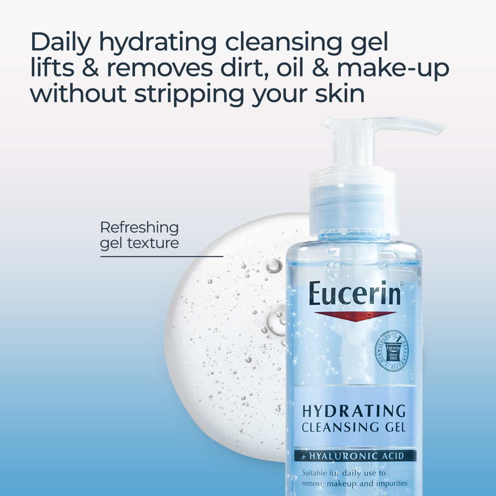 Eucerin, Face, увлажняющий очищающий гель с гиалуроновой кислотой, без отдушки, 200 мл (6,8 жидк. унции)