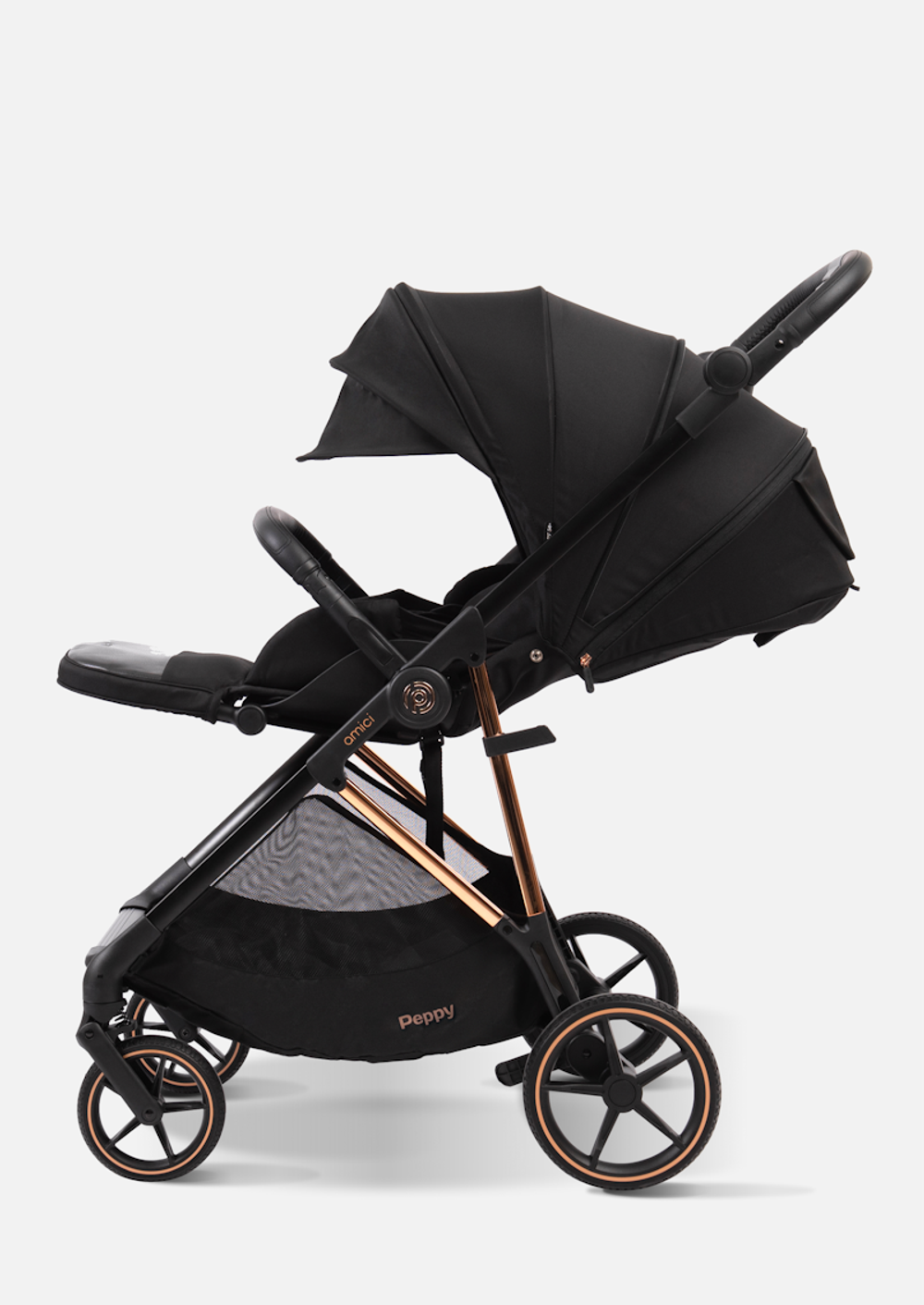 Peppy Коляска прогулочная Amici (Black) рама Gold (LX)