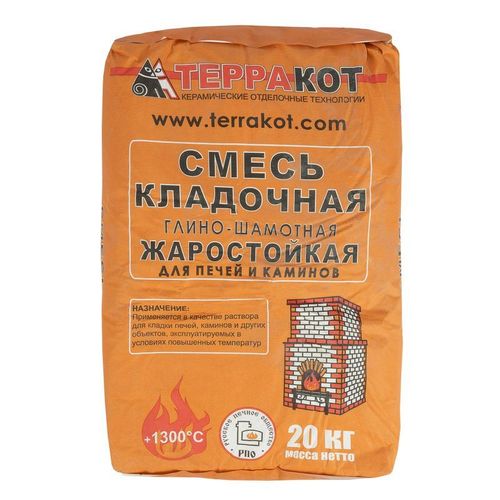 Кладочная смесь жаростойкая для печей и каминов Терракот 20 кг