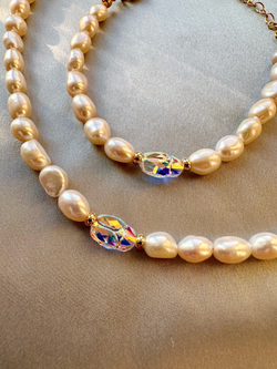 Ожерелье Скарабей Сваровски из жемчуга