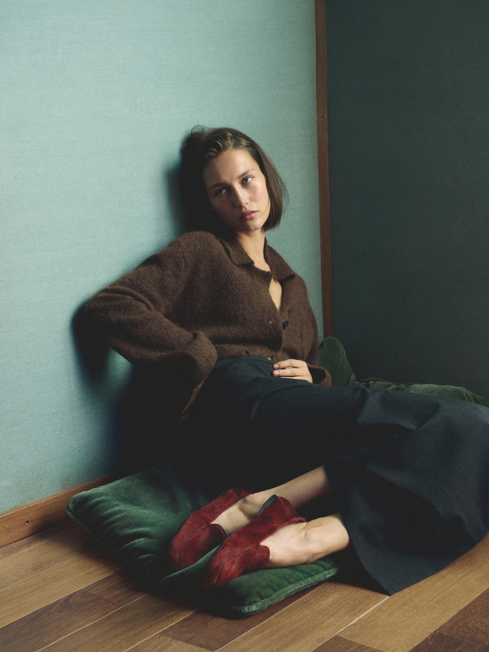 Massimo Dutti Кардиган из смесовой альпаки с карманами, жженый