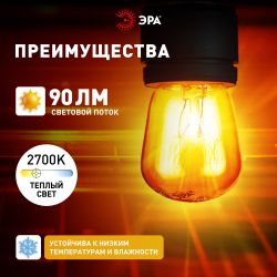 Лампа накаливания ЭРА T26-15-E14-230 15Вт 230В для холодильника и швейной машины цветная коробка Е14