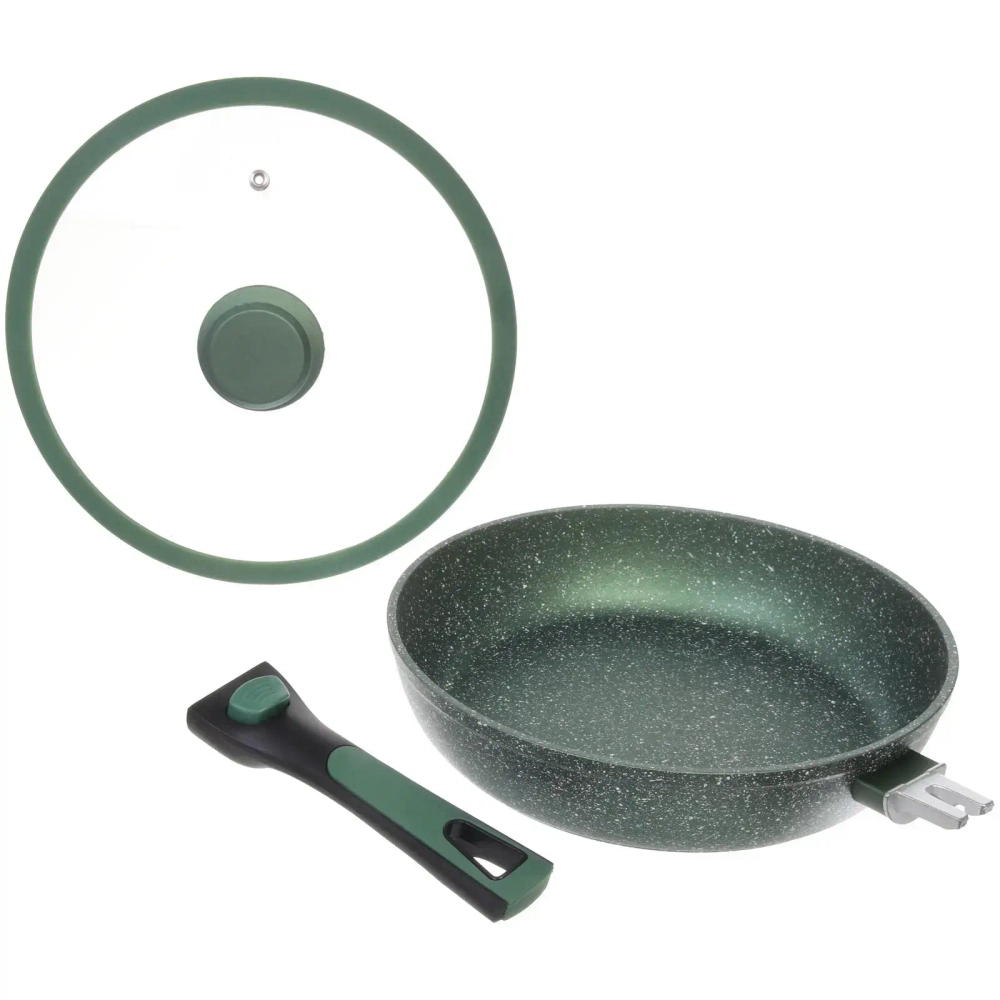 Сковорода «BAROLY» GREEN 26см индукционная с крышкой, съемная бакелитовая ручка