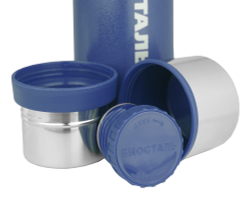 Термос Biostal Охота (1 литр), 2 чашки, синий