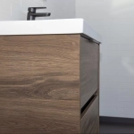 Подвесная тумба-умывальник Comforty Селенга-60 дуб тёмно-коричневый с раковиной CF19696BX-60