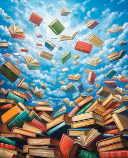 Летающие книги №1 - фон неопреновый
