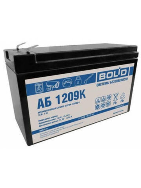 АБ 1209К Аккумулятор 12 В. 9 Ач  АБ 1209К  срок службы 5 лет  Тип К