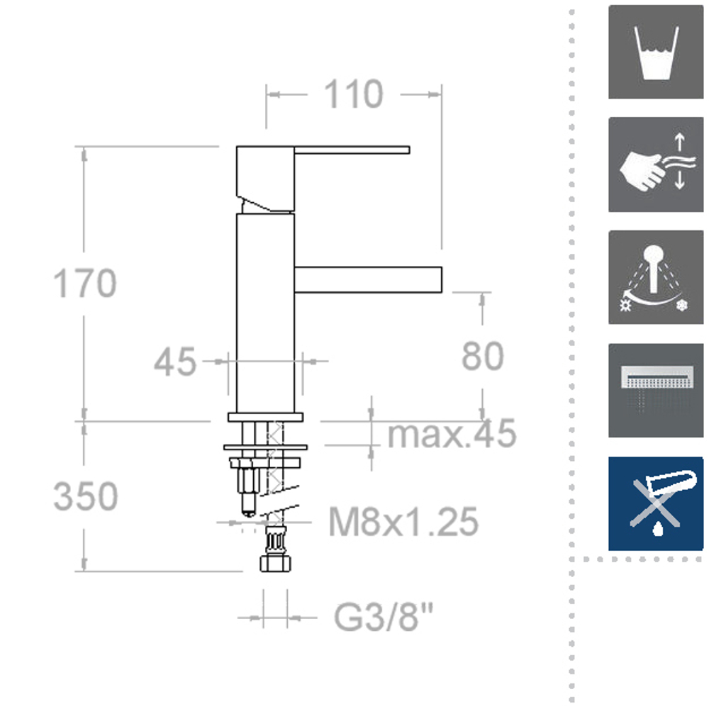 Смеситель для раковины с каскадным открытым изливом KUATRO NK 4931