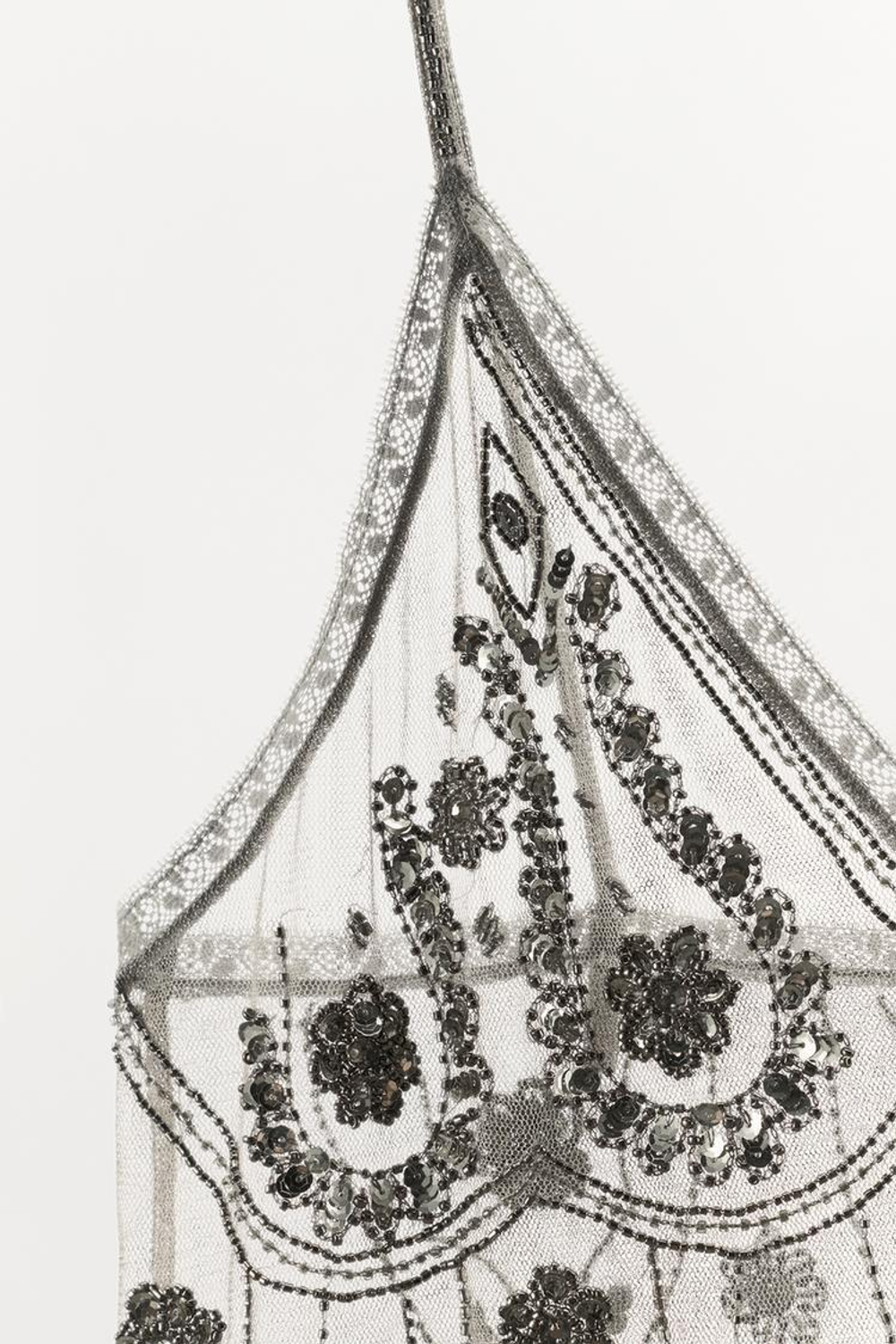 ZARA ТОП С БУСИНАМИ И ПАЙЕТКАМИ, СЕРЕБРИСТЫЙ