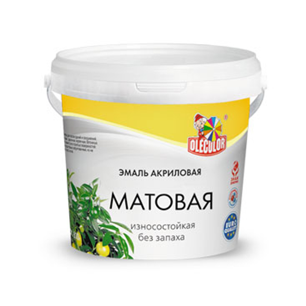 Эмаль акриловая матовая белый 1кг OLEKOLOR