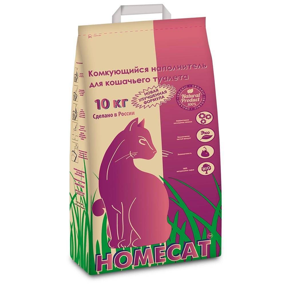 Комкующийся наполнитель HOMECAT для кошачьих туалетов 10 кг