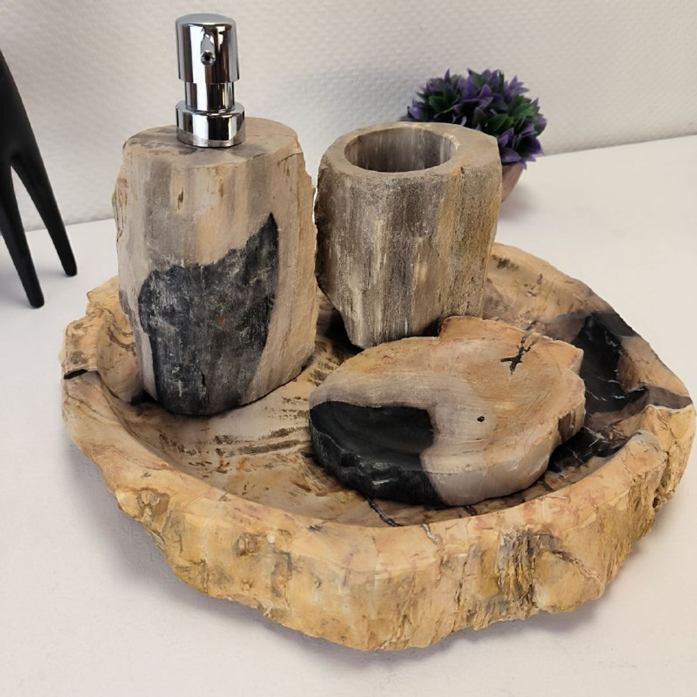 Набор из окаменелого дерева 4 предм Fossil Set NF-63072 поднос 30см*33см