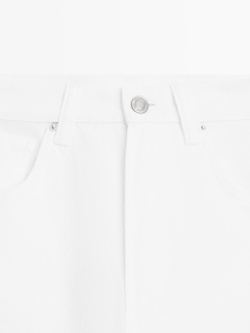 Massimo Dutti Джинсы с высокой талией и широкими штанинами, экрю