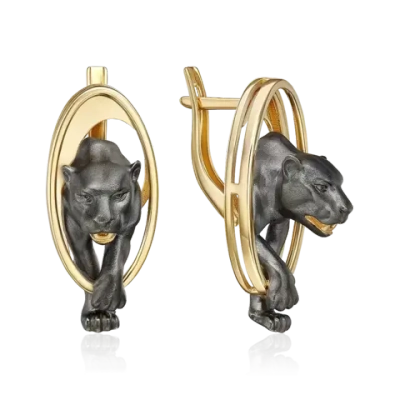 Серьги «Королевы саванны» с английским замком из лимонного золота 02-5301-00-000-1130