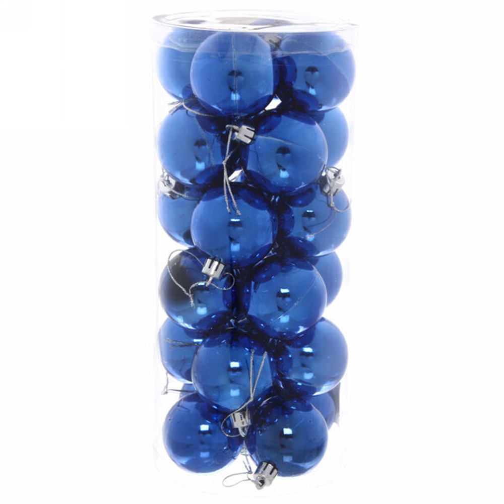 Новогодние шары 7 см (набор 24 шт) «Глянец», синий