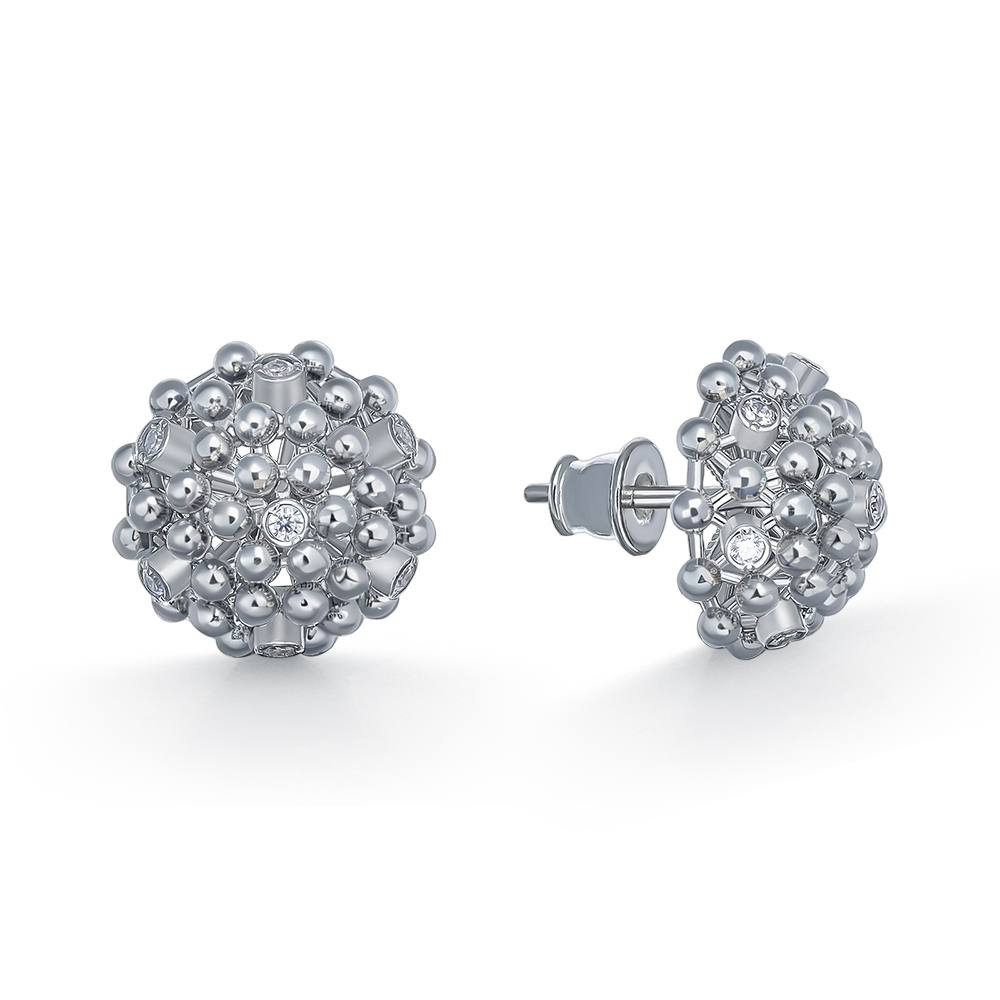 Серьги-пусеты "Одуванчики" с фианитами