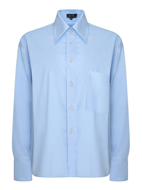 Рубашка из поплина оверсайз 1 карман голубая