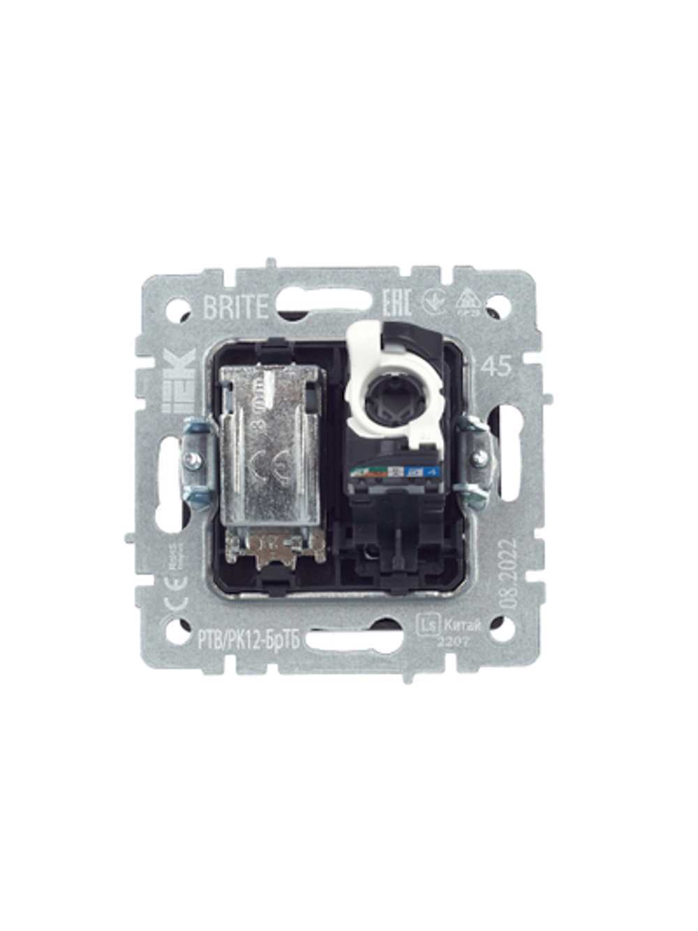 BRITE Розетка двойная TV+RJ45 кат.5E РТВ/РК12-БрТБ темная бронза IEK