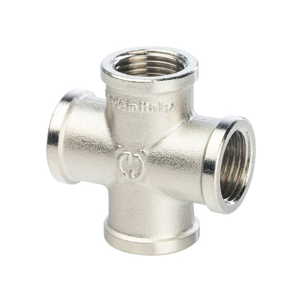 Крестовина STOUT SFT 0031 - 1/2" (для стальных труб, латунь никелированная)