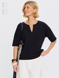 Плотная футболка из футера 2-нитки с V-вырезом HIGH TEMP