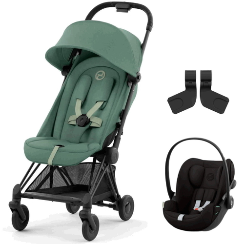Коляска Cybex Coya Matt Black Frame Cloud G i-Size Magic Black 2 в 1 Leaf Green с дождевиком и бампером