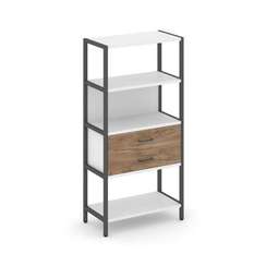 Shelf System Односекционный стеллаж четырехярусный с ящиками SN.STM-412 Белый/Дуб Табак/Металл Антра