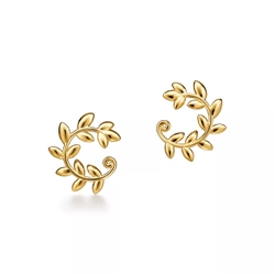 Серьги из жёлтого золота 18k,Tiffany 🌿Olive Leaf Hoop