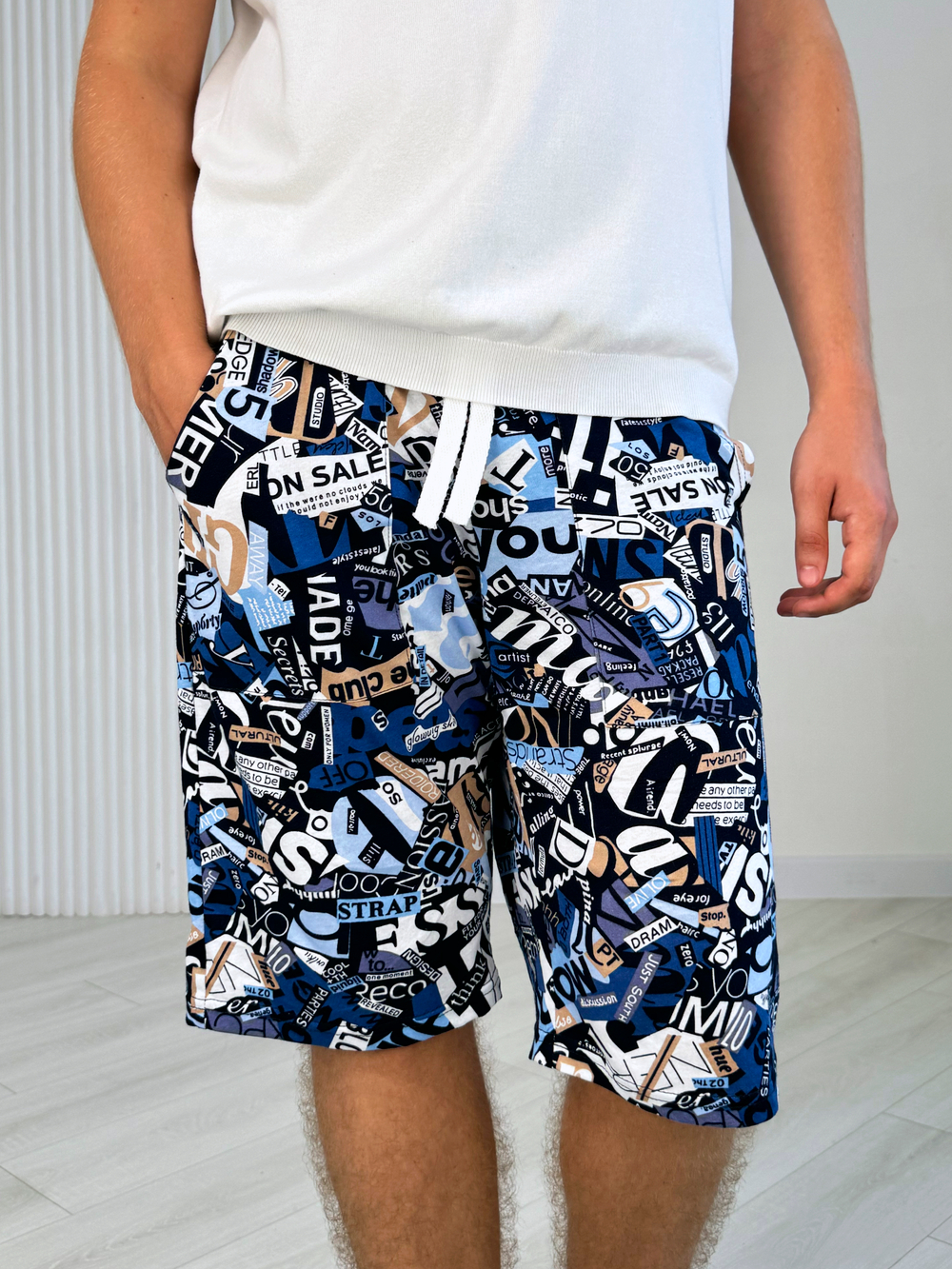 Шорты для мальчика подростковые "Буквы на белом"