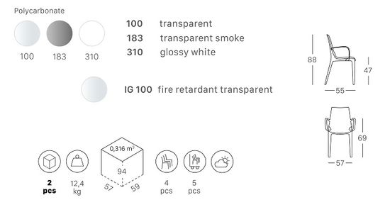 Кресло Vanity прозрачное серое Италия Scab Design