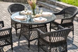 "Дольче" обеденная группа из искусственного ротанга, цвет графит