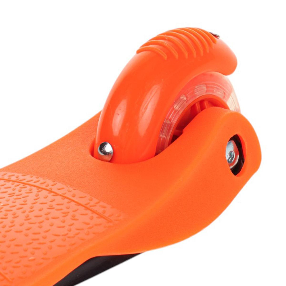 Самокат трехколесный, колеса PVC со светом 110мм, оранжевый, размер 52х10,5см, ручка металл.съемная