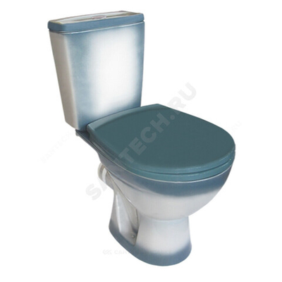Унитаз-компакт горизонтальный выпуск нижний подвод 2/реж с сиденьем полипропилен зеленый декор Соло Rosa (Кировская керамика)