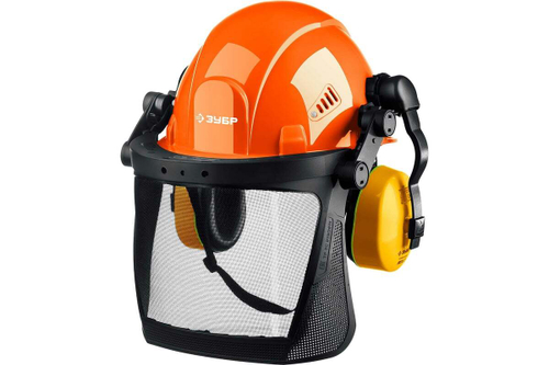 Защитная каска ЗУБР триада, в комплекте с наушниками и защитным экраном 11099